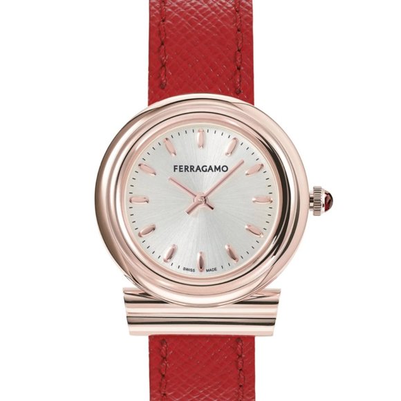 WOW! SALE! SALVATORE FERRAGAMO ROSEGOLD RED STRAP LADIES WATCH! main image 4